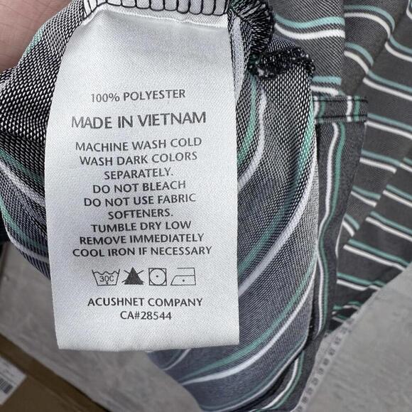 FJ FootJoy Striped Golf Polo Shirt Men Size M Gray Green Performance Polyester - Picture 6 of 9